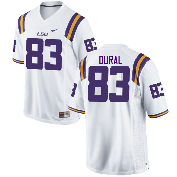 Men LSU Tigers #83 Travin Dural College Football Jerseys Game-White - Click Image to Close